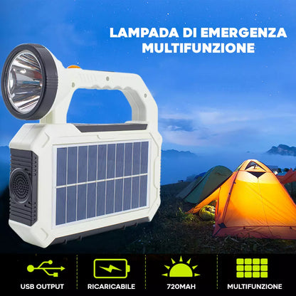 Torcia LED tattica potente con carica solare e 4 modalità