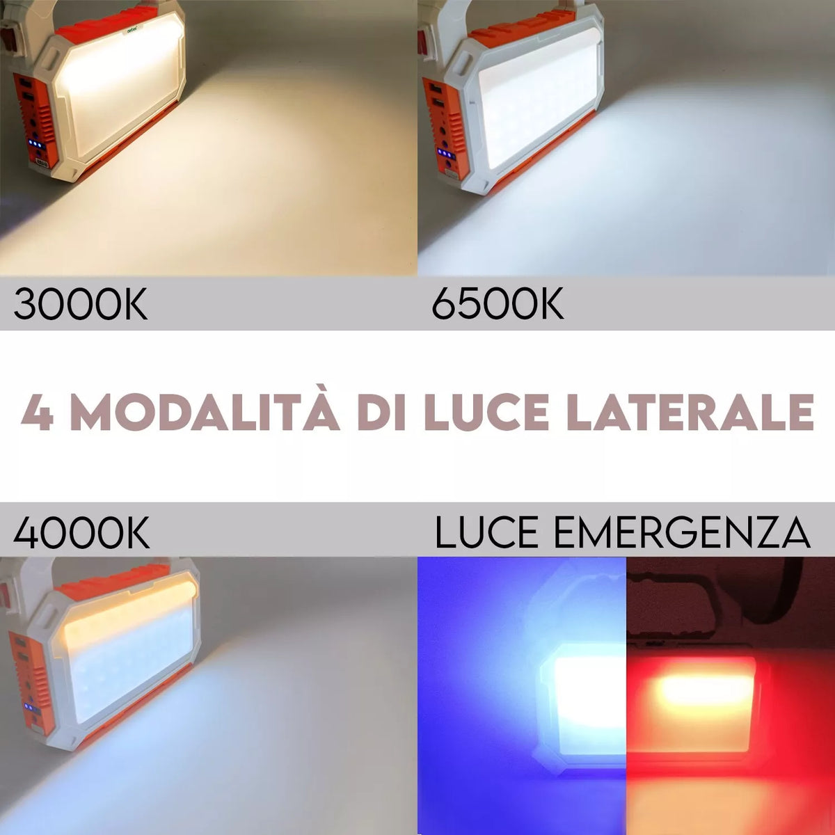 Torcia LED tattica potente con carica solare e 4 modalità