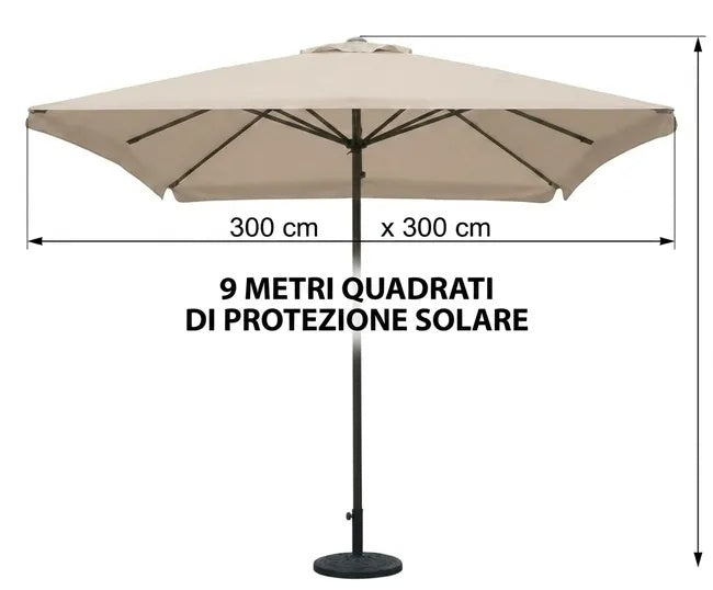 Ombrellone Giardino 3x3 Tortora Palo Centrale AirVent
