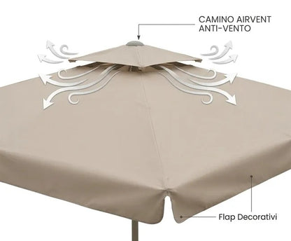 Ombrellone Giardino 3x3 Tortora Palo Centrale AirVent