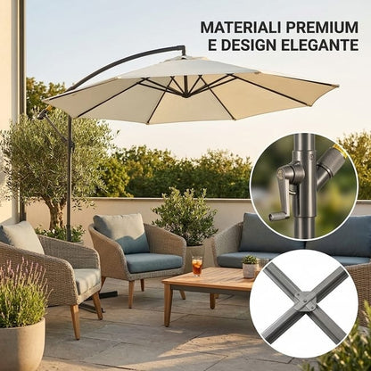 Ombrellone Decentrato Beige da Giardino Ø300 cm