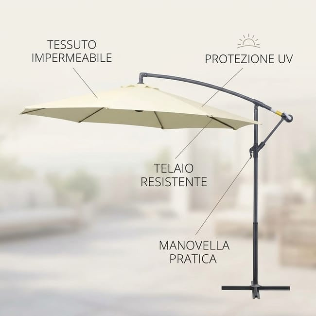 Ombrellone Decentrato Beige da Giardino Ø300 cm