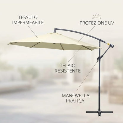 Ombrellone Decentrato Beige da Giardino Ø300 cm