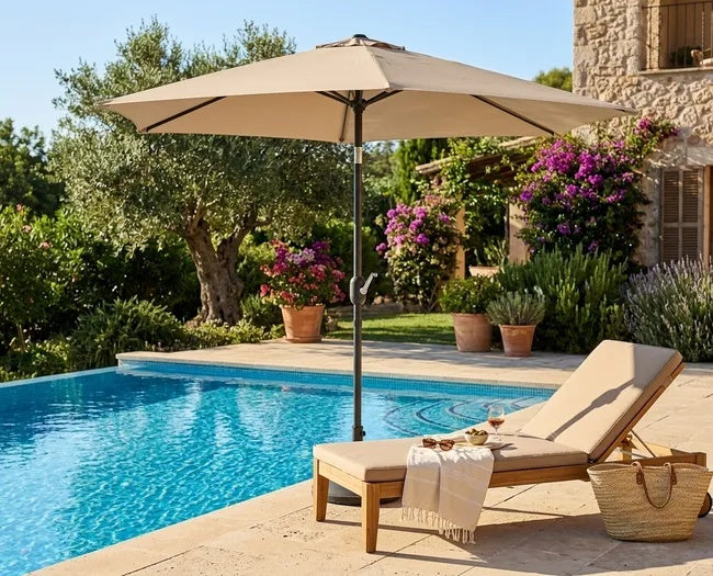 Ombrellone da Giardino 270 cm Beige Inclinabile