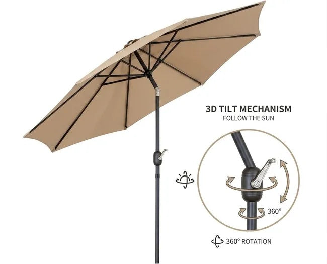 Ombrellone da Giardino 270 cm Beige Inclinabile
