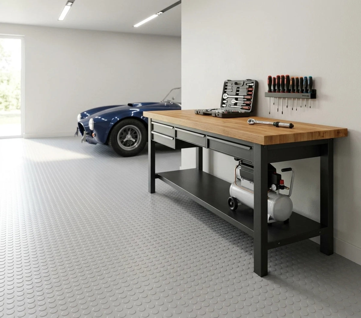 Tappeto PVC Bullonato Antiscivolo Grigio 100x2000 cm