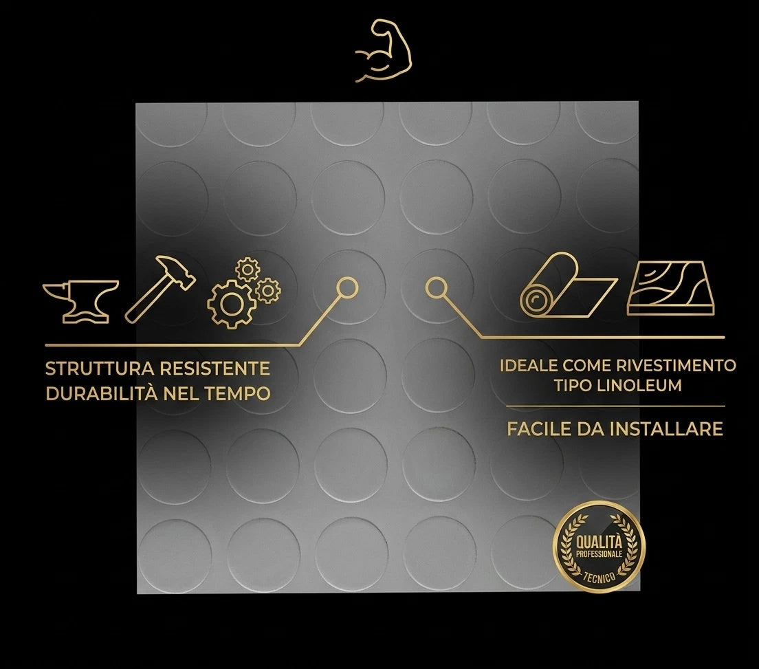 Tappeto PVC Bullonato Antiscivolo Grigio 100x2000 cm
