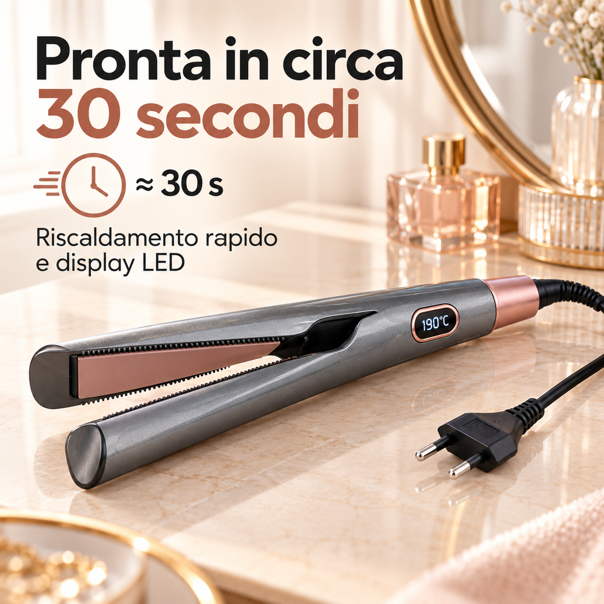 Riscaldamento in circa 30 secondi e display LED