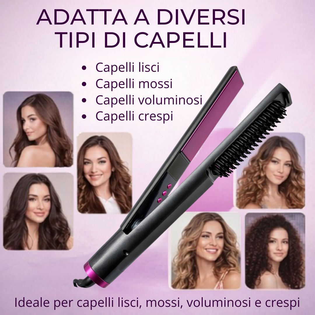 Spazzola Lisciante 2 in 1 con Display LED e Antiscottatura