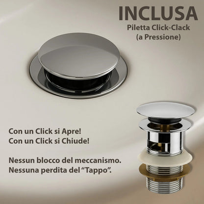 Rubinetto Bagno Cromato Monocomando con Piletta e Flessibili