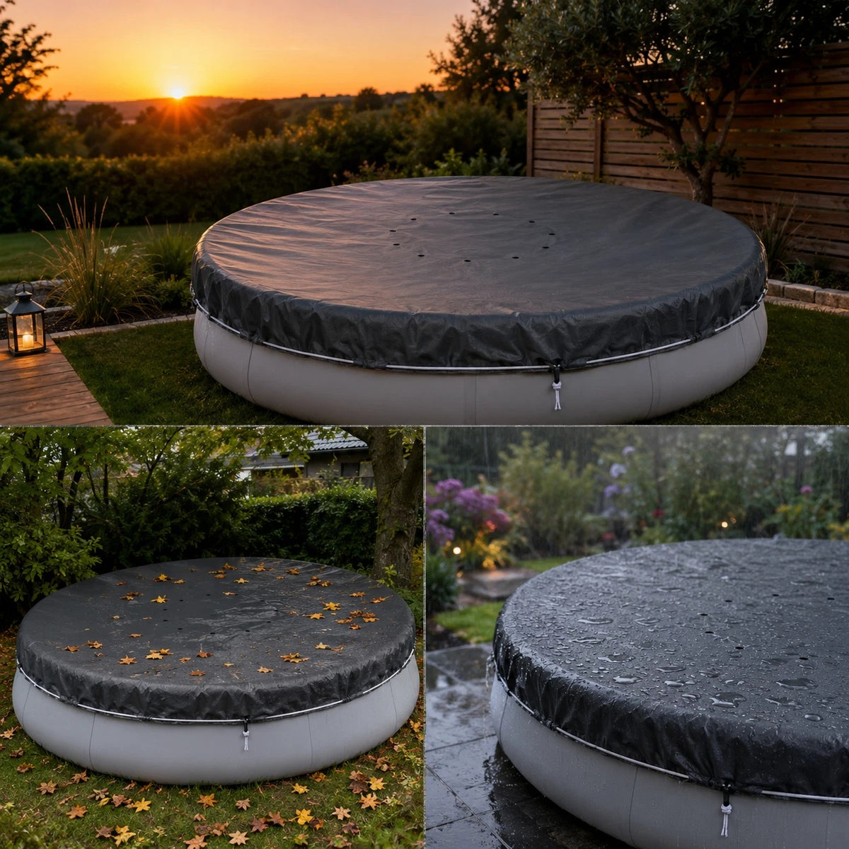 Copertura Rotonda per Piscina 240 cm con Fori Drenaggio