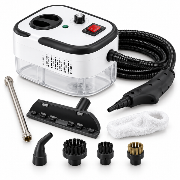 Pulitore a Vapore Portatile 2500W con Serbatoio 1,6L e 13 Accessori