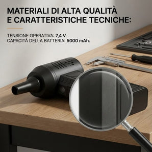 Soffiatore Portatile a Batteria 7,4V 5000mAh per Casa Auto Ufficio
