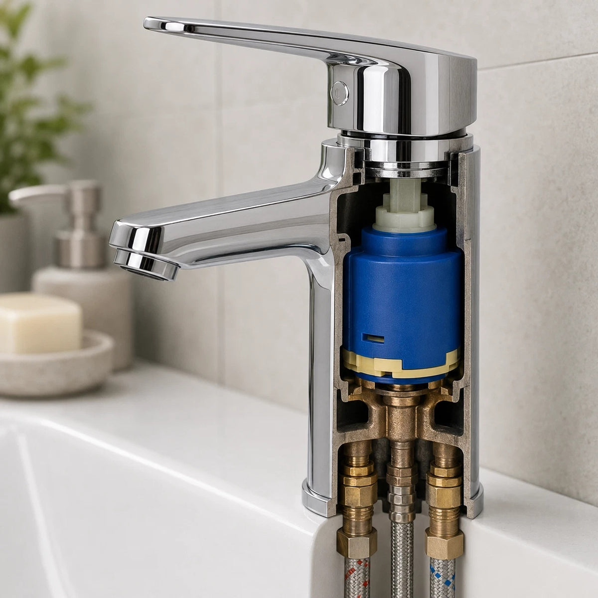 Cartuccia Universale Miscelatore Ø35 mm Fondo Basso Tripla Uscita