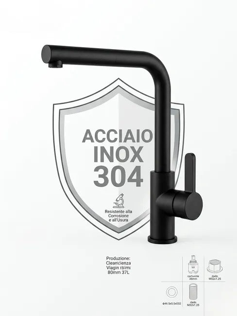 Miscelatore Cucina Nero Monocomando Canna Alta
