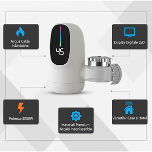 Rubinetto Elettrico 3000W con Riscaldamento Istantaneo e Display LED