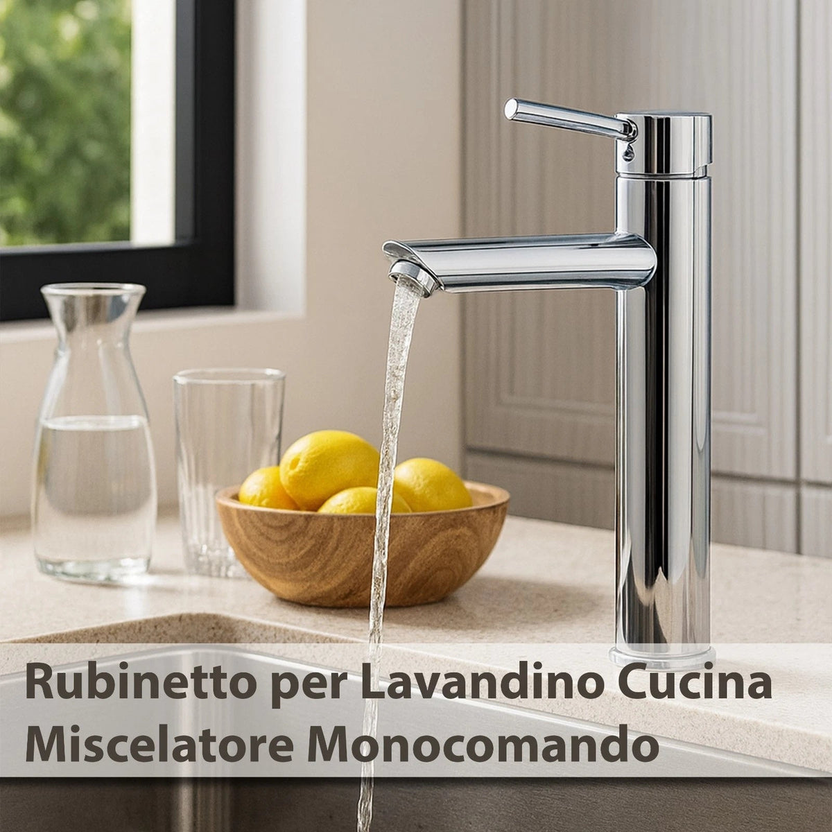 Rubinetto Bagno Cromato Monocomando con Piletta e Flessibili