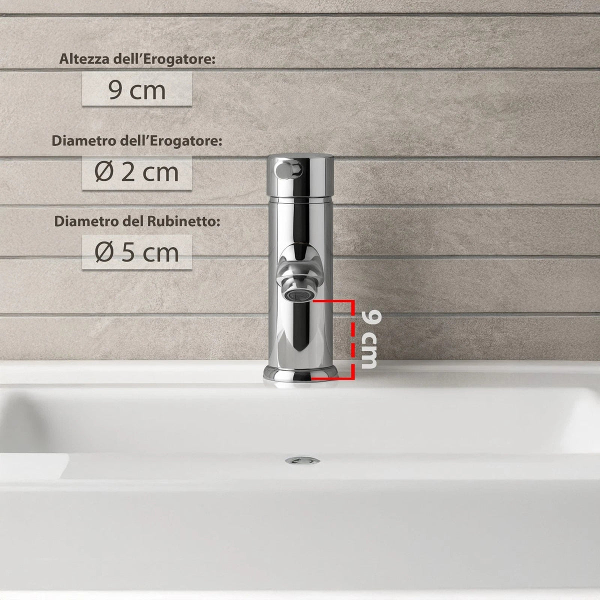 Rubinetto Bagno Cromato Monocomando con Piletta e Flessibili