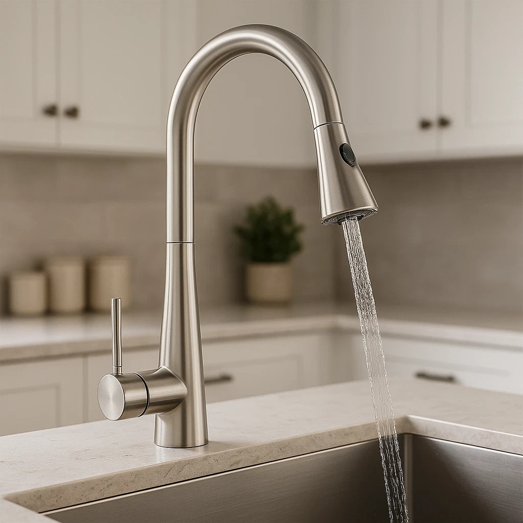 Rubinetto Cucina in Acciaio Inox Direzionabile con Miscelatore Estraibile