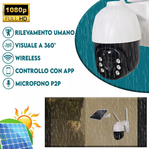 Telecamera videosorveglianza solare WiFi con controllo remoto Full HD