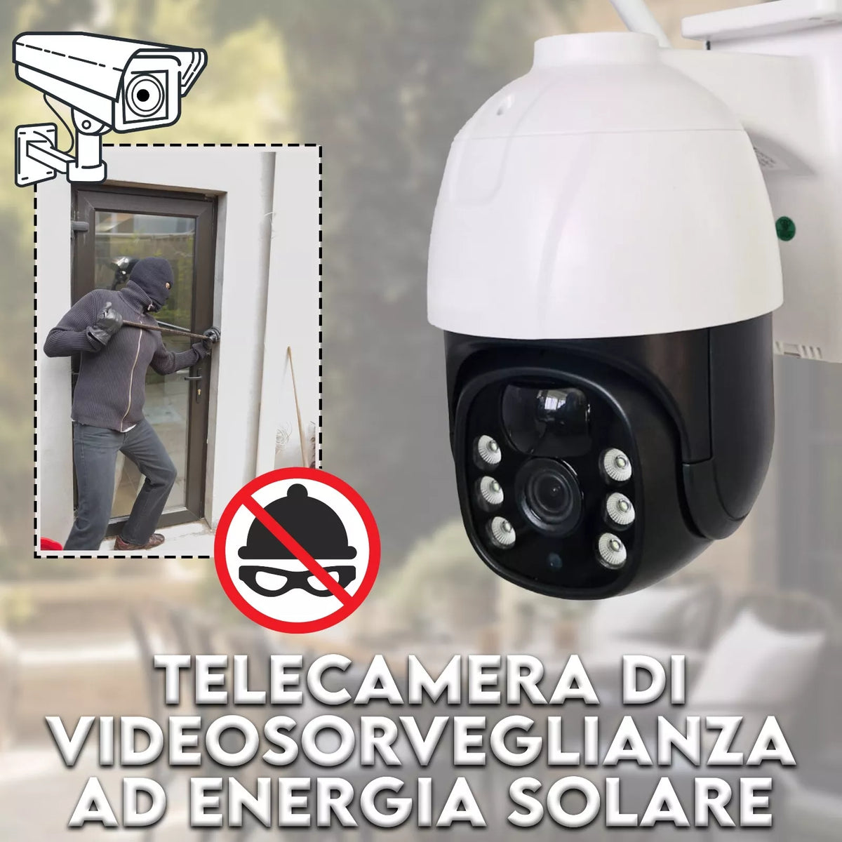 Telecamera videosorveglianza solare WiFi con controllo remoto Full HD