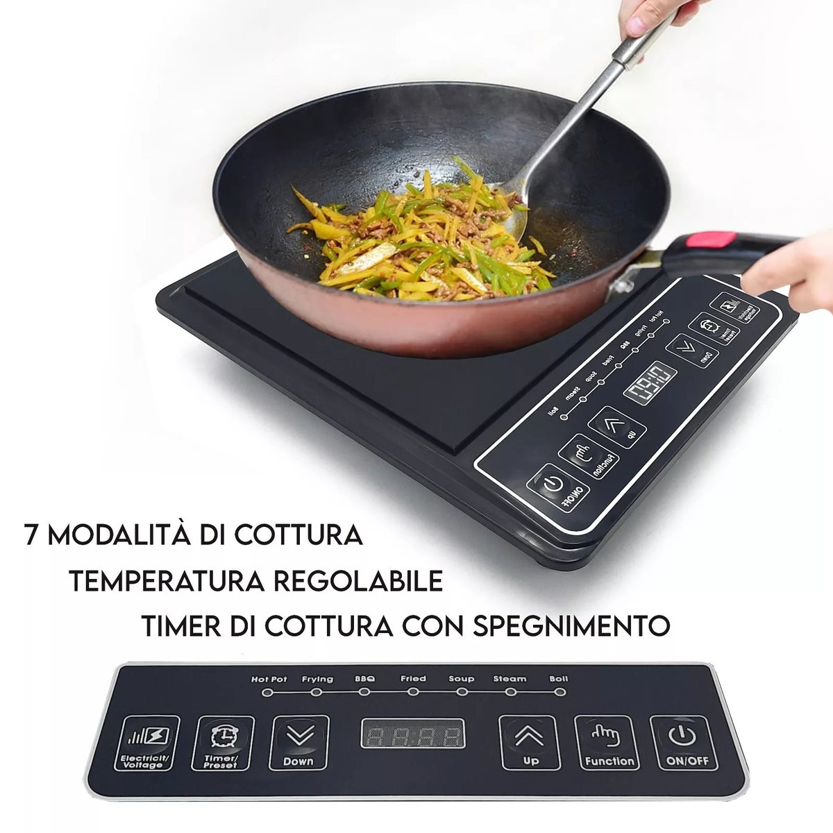 Fornello a induzione portatile, piano cottura singolo 800W/2000W A+