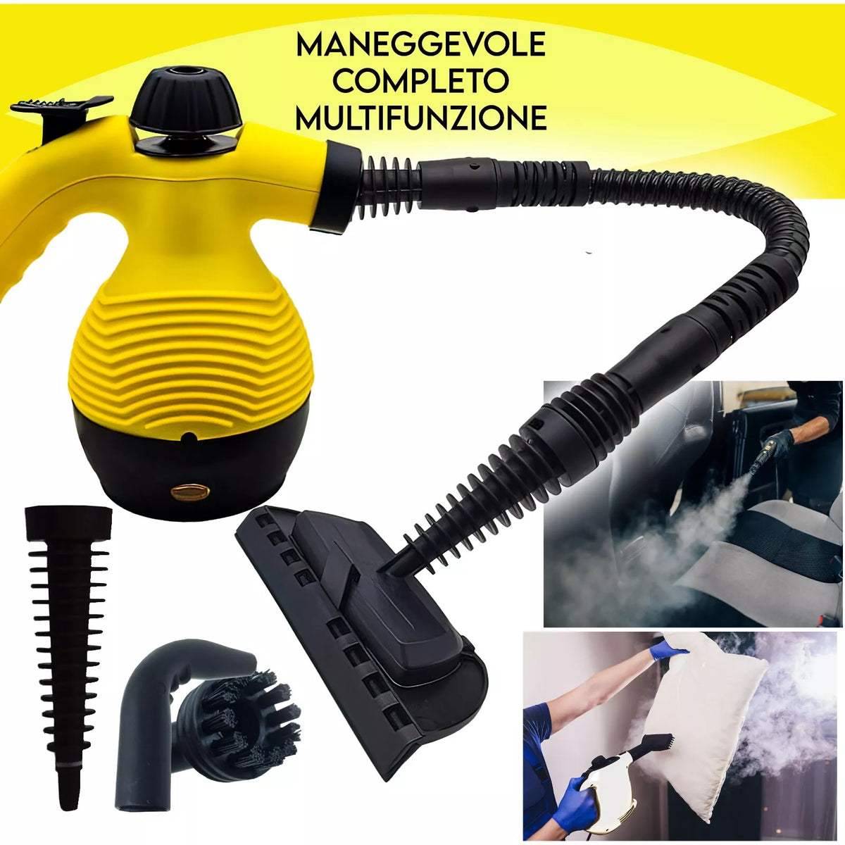 Pulitore a vapore portatile multifunzione 1000W con 3 bar di pressione