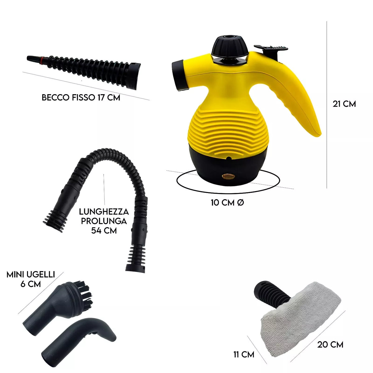 Pulitore a vapore portatile multifunzione 1000W con 3 bar di pressione
