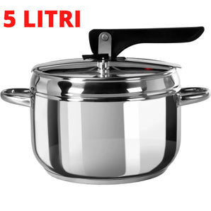 Pentola a pressione Inox 5/7 litri in acciaio, induzione 6mm