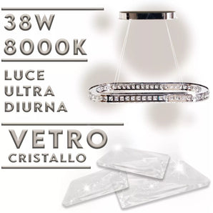 Lampadario LED 8000K in Cristallo Sospensione per Soggiorno Elegante