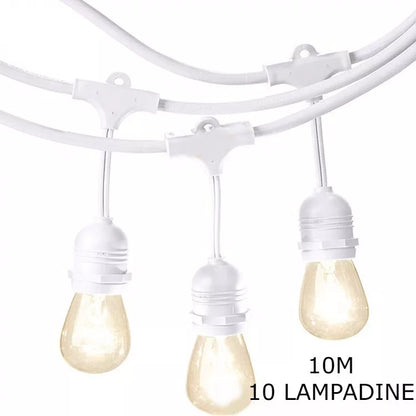 Catena Luminosa da Esterno con Lampadine, Lunghezza da 10 a 20 Metri