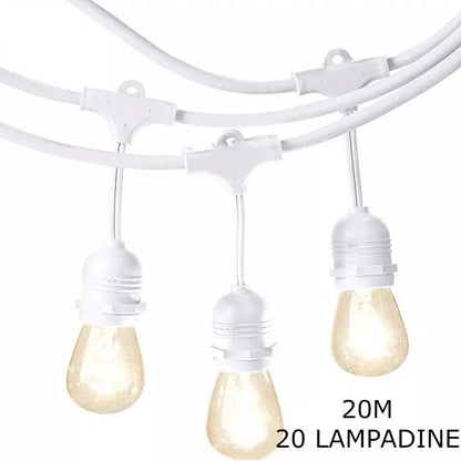Catena Luminosa da Esterno con Lampadine, Lunghezza da 10 a 20 Metri