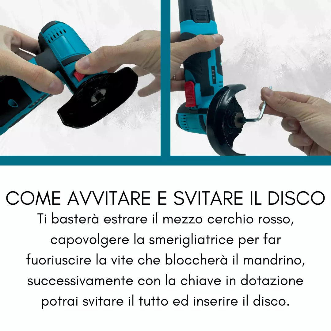 Smerigliatrice Flex Portatile con 2 Batterie per Incisione e Taglio