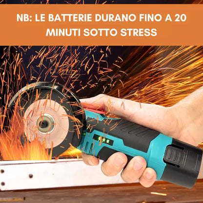 Smerigliatrice Flex Portatile con 2 Batterie per Incisione e Taglio