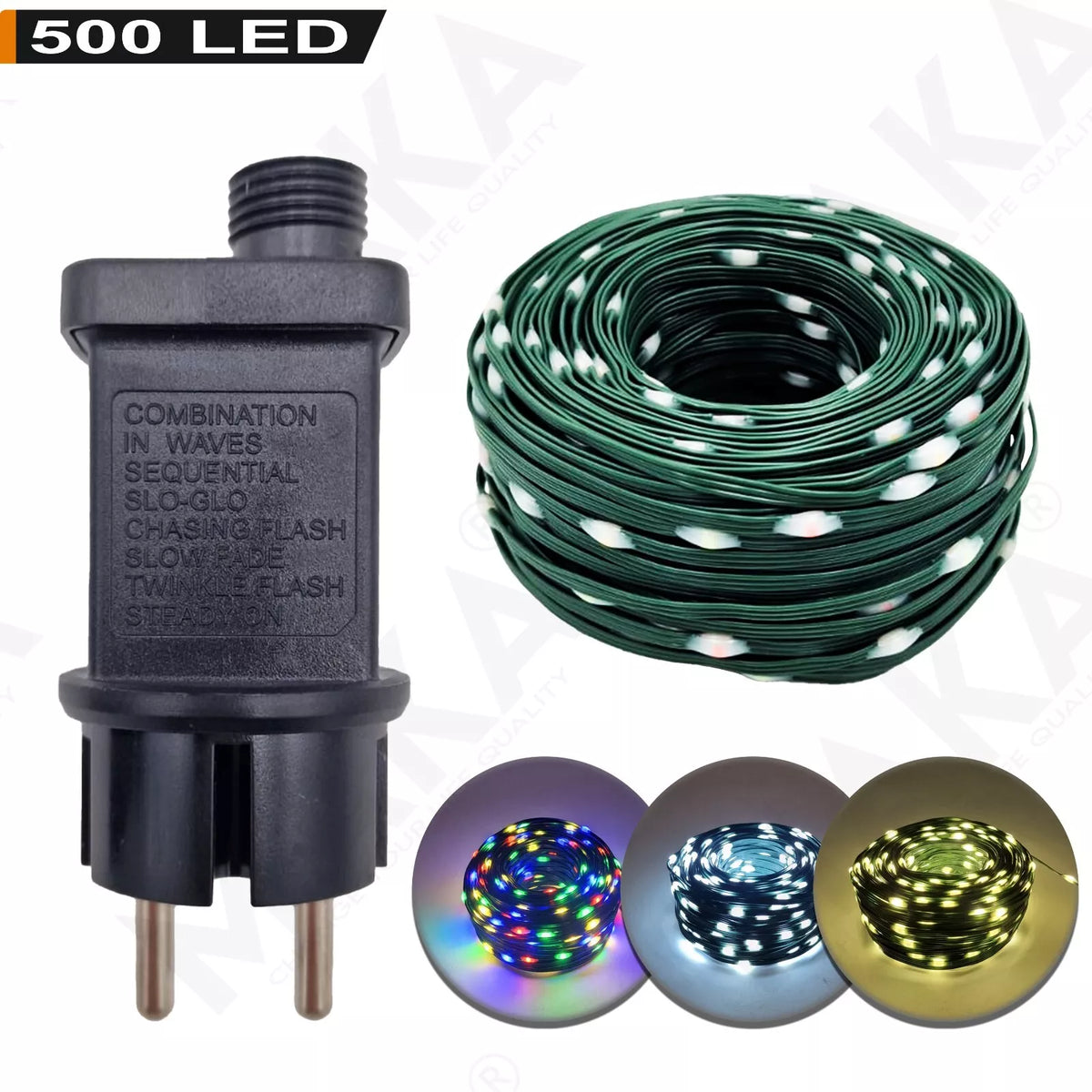 Luci di Natale 500 LED 50m Catena Luminosa con Giochi di Luce IP44 Interno Esterno