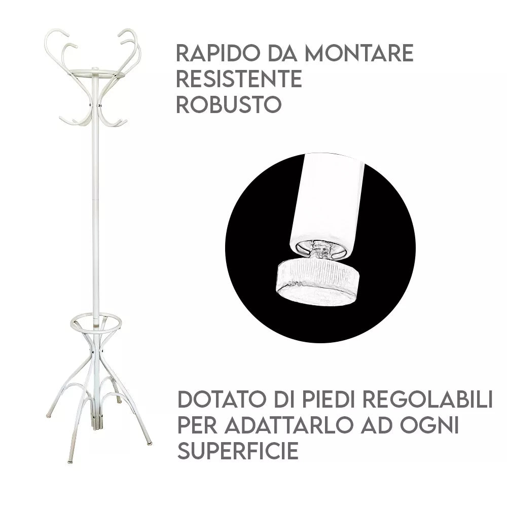 Appendiabiti da Terra 8 Ganci, Design in Metallo 2 colori