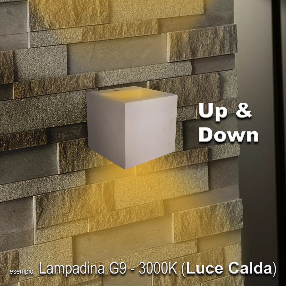 Applique in Gesso Bianco da Parete con Lampadina G9, Luce Up/Down IP20 Design Moderno