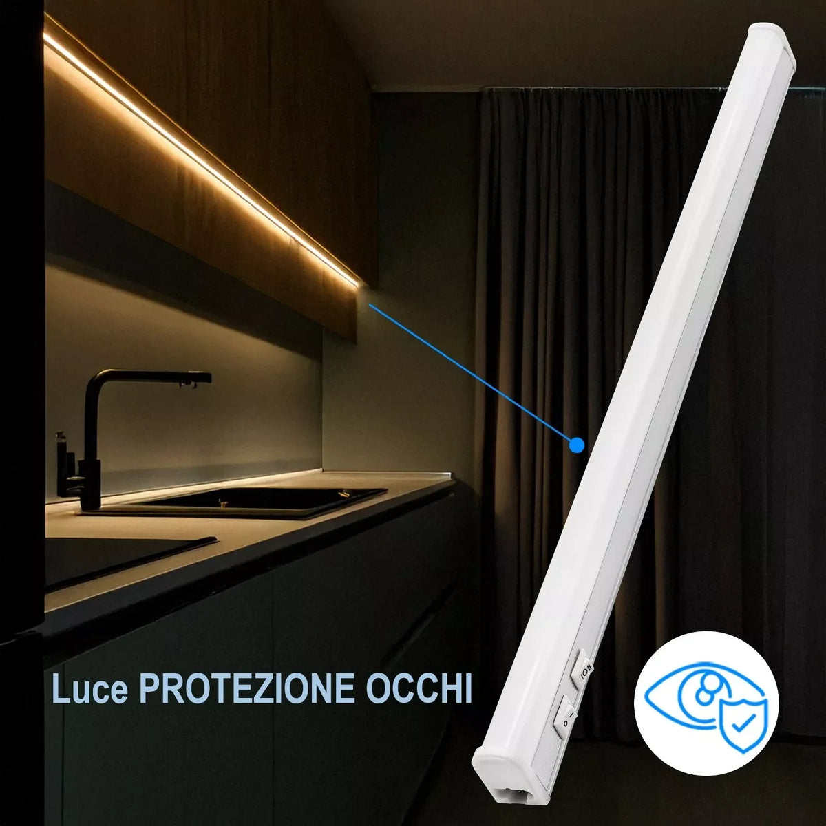 Barra LED Sottopensile Basso Consumo per Cucina con Cambio Luce e Kit Fissaggio