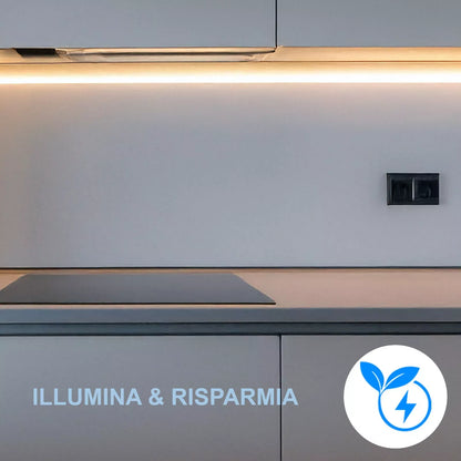 Barra LED Sottopensile Basso Consumo per Cucina con Cambio Luce e Kit Fissaggio