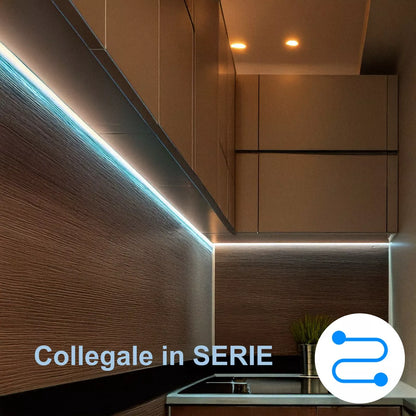 Barra LED Sottopensile Basso Consumo per Cucina con Cambio Luce e Kit Fissaggio