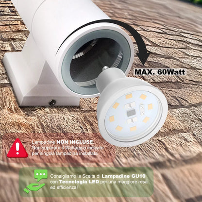 Coppia Lampade per Parete IP54 Up & Down 60W vari modelli esterno minimal