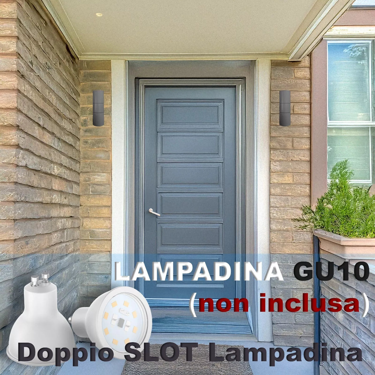 Coppia Lampade per Parete IP54 Up & Down 60W vari modelli esterno minimal