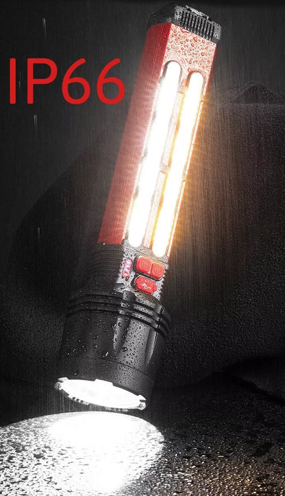 Torcia LED Tattica Militare Ricaricabile USB e Solare, Ultra Potente IP66