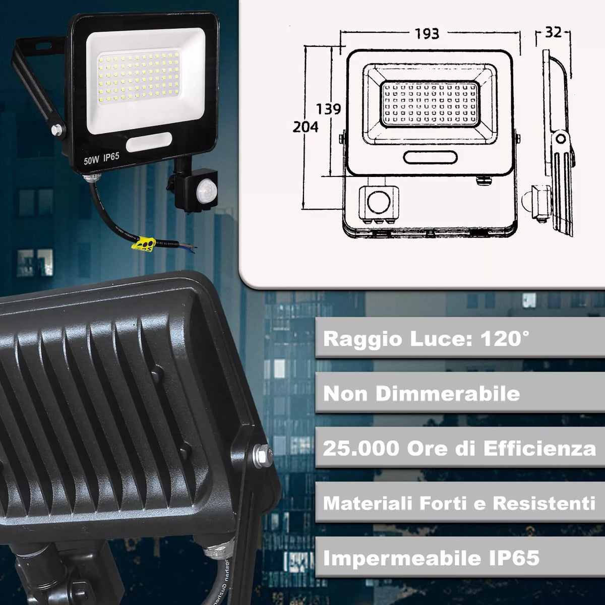 faro LED con sensore

faro LED 6000K

faro LED IP65

faro LED per esterno

faro LED 30W

faro LED 50W

faretto LED regolabile

faro LED con sensore di movimento

