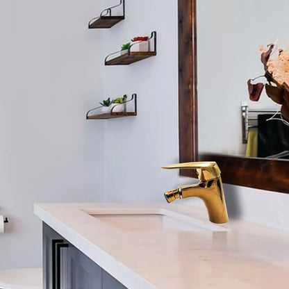 Miscelatore Bidet Dorato Lucido Monocomando con Beccuccio Girevole