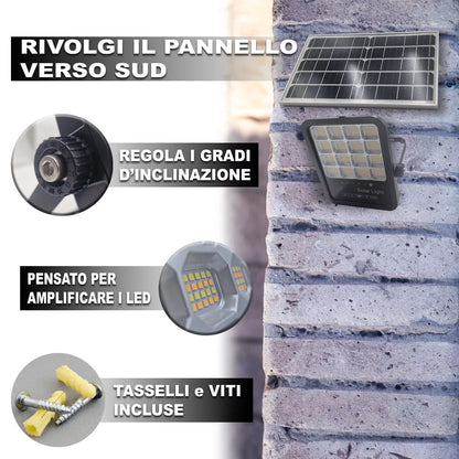 Faro LED Solare da Esterno con Pannello Fotovoltaico
