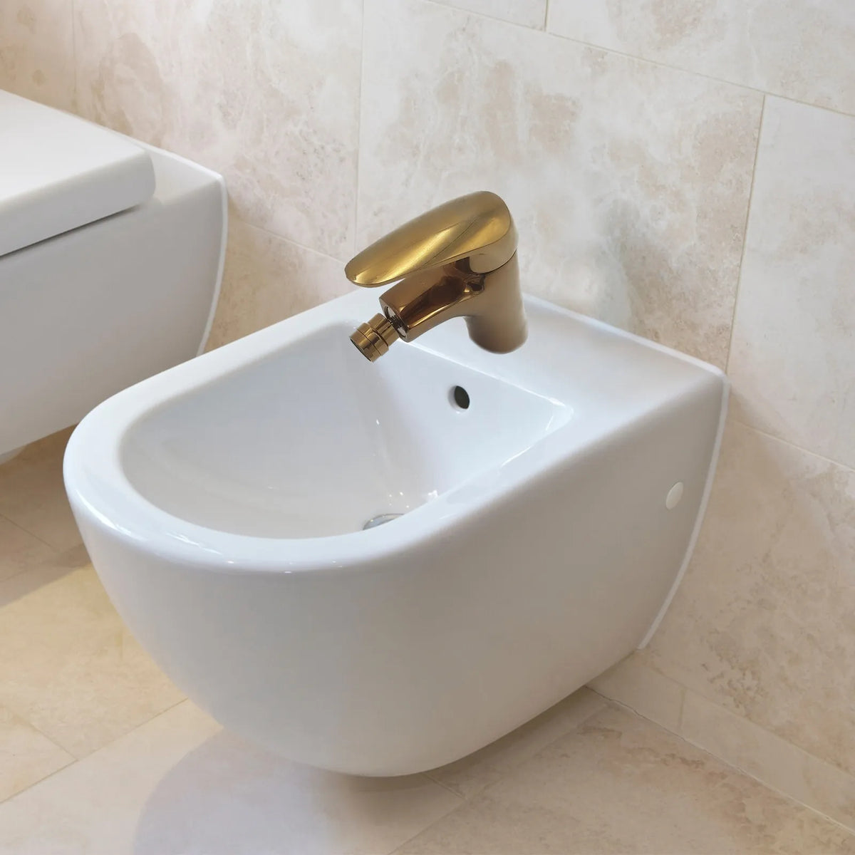 Miscelatore Bidet Dorato Lucido Monocomando con Beccuccio Girevole