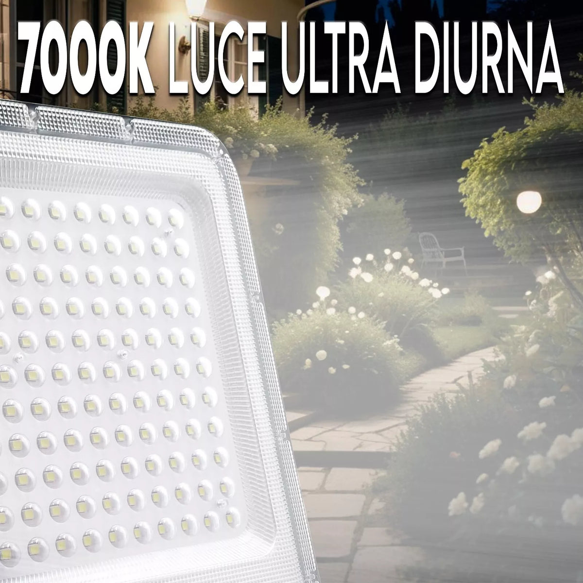 Faro LED Solare 7000K  Controllo Wireless Impermeabile