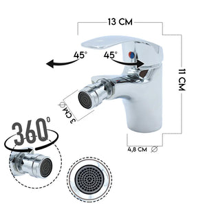 Rubinetto Monoforo Bidet in Ottone Cromato - Miscelatore Monocomando