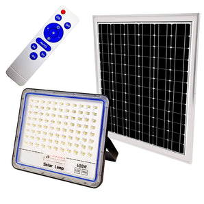 Faro solare LED 400W con pannello, telecomando e IP66